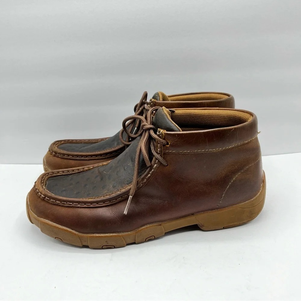 Justin Size 10.5 M Men's Cowhide Leather Casual Shoe Ostrich Vamp Mocs